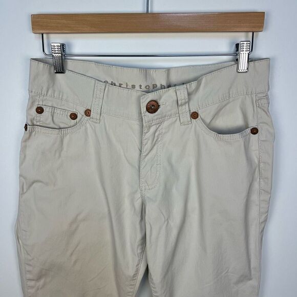 Christopher Blue Cropped Straight Leg Pants Capri pale khaki women’s size 10 - Picture 3 of 12